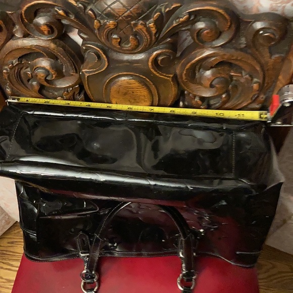 Black patent leather purse “C’s” all over. Well loved. No tag on little chain. - Picture 4 of 10